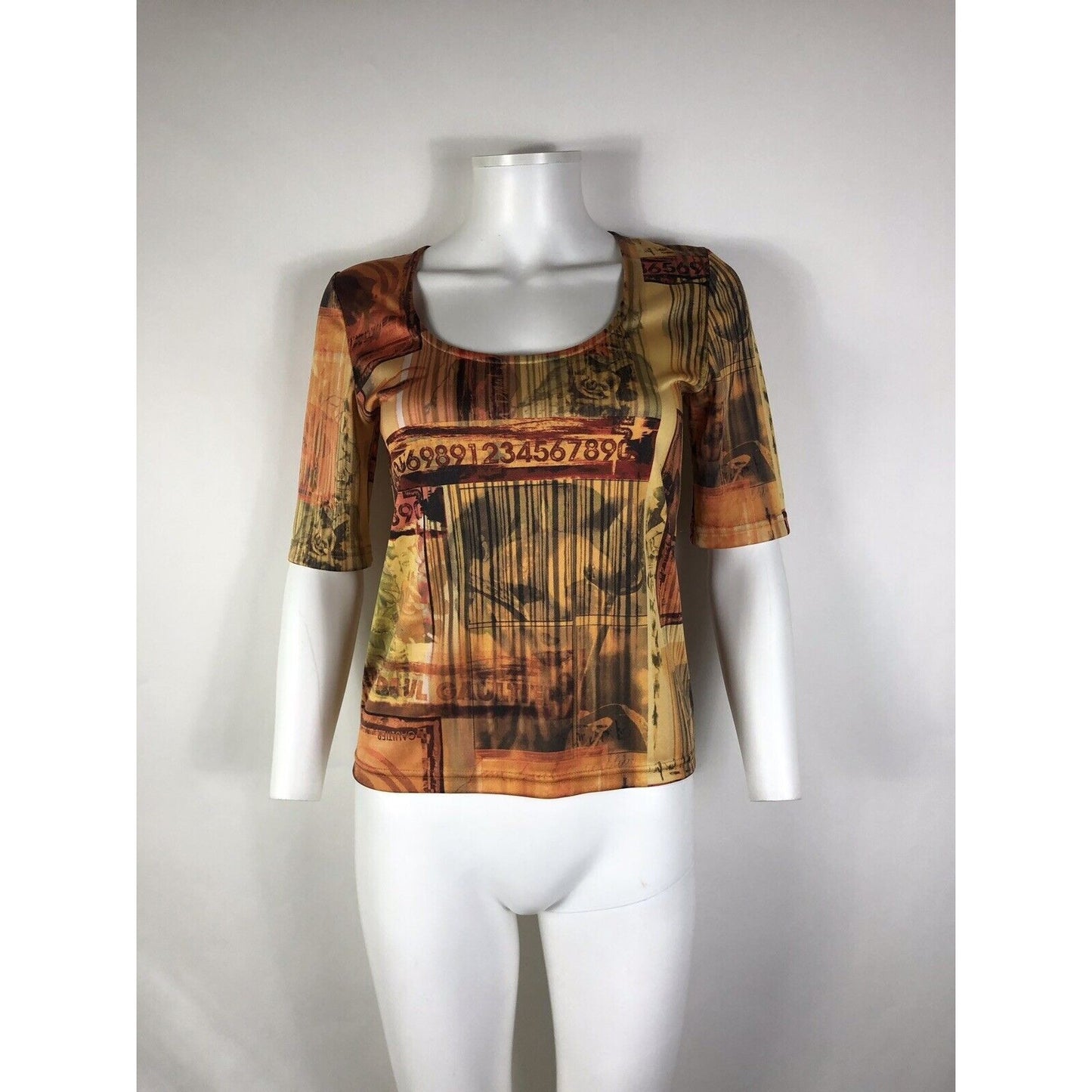 Rare Vtg Jean Paul Gaultier Barcode Print Top S