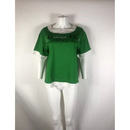 Rare Vtg Christian Dior Sports Green Logo Tee Shirt M