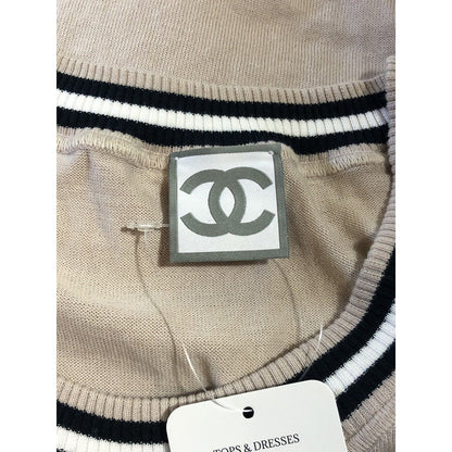 Rare Vtg Chanel Knit CC Logo Tank Top S