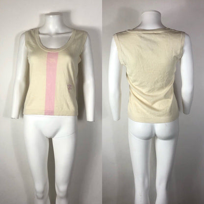 Rare Vtg Chanel Pink Knit CC Logo Tank Top L 42